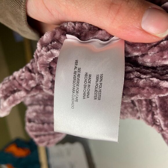 Orvis Size Xl Chenille Crushed Velvet Pullover V-Neck Sweater Mauve Pink Ribbed - Picture 6 of 7